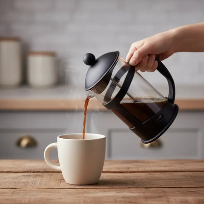 Prensa Francesa 600ml Vidrio Acero Cafetera Café Manual Té Negro
