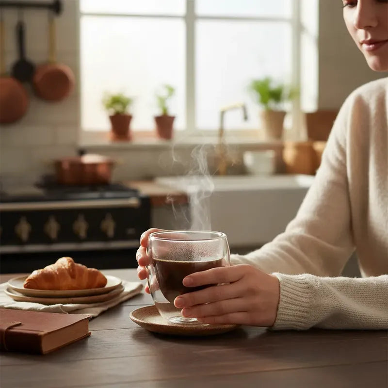 Pack 4 Tazas Doble Pared 80ml Transparente
