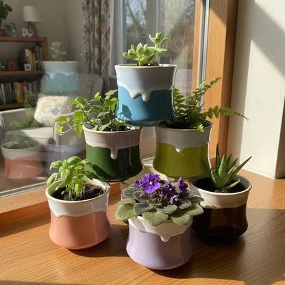 Pack 3 Maceteros Cerámica Para Suculentas 7cm Decorativos