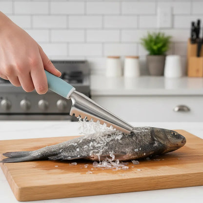 Removedor De Escamas De Pescado De Acero Inoxidable Azul Petróleo