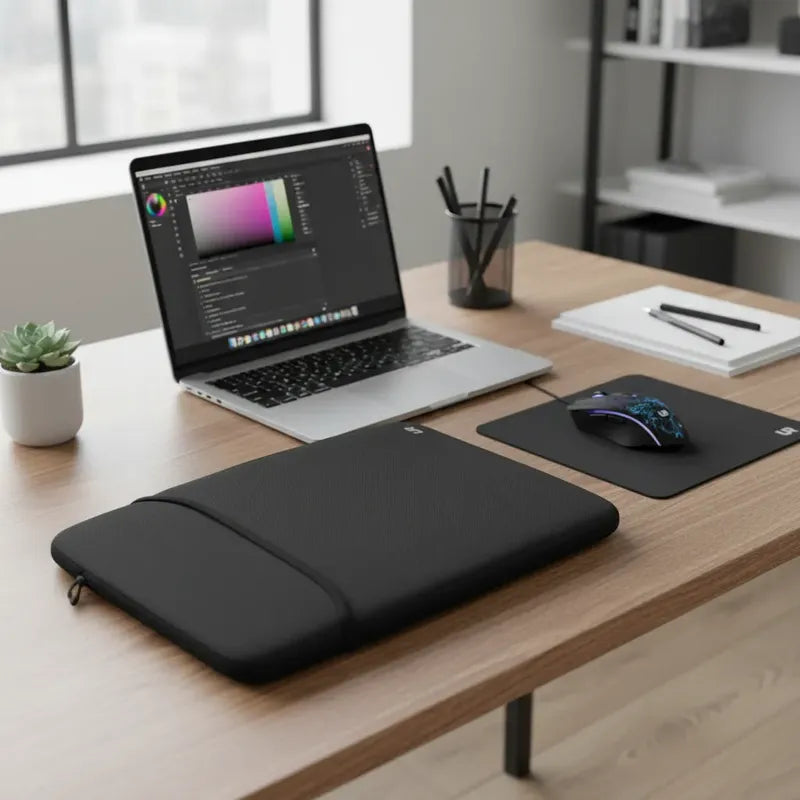 Kit De Funda + Mouse Gamer Con Luces Led Color Negro Negro