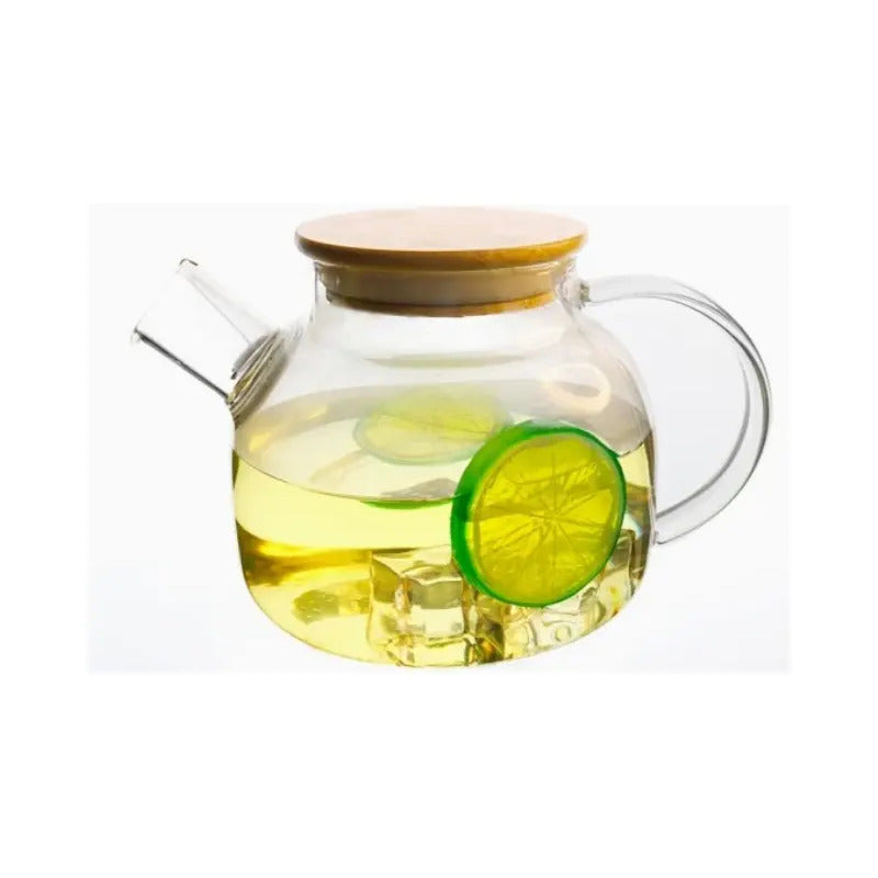Tetera De Vidrio Transparente 1 Litro Caliente/frio Color Bl Blanco