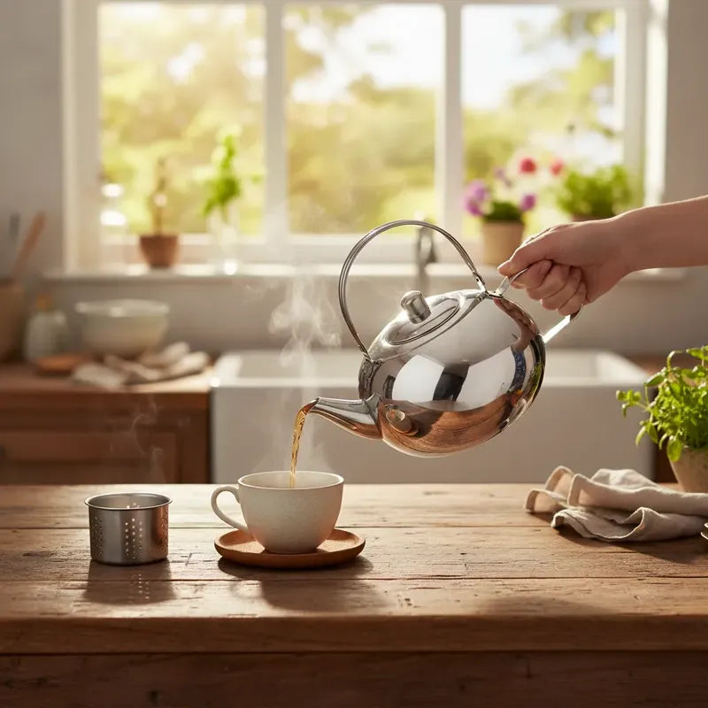 Tetera Infusora Acero Inoxidable 18cm Té Mate Cocina Acero Inoxidable
