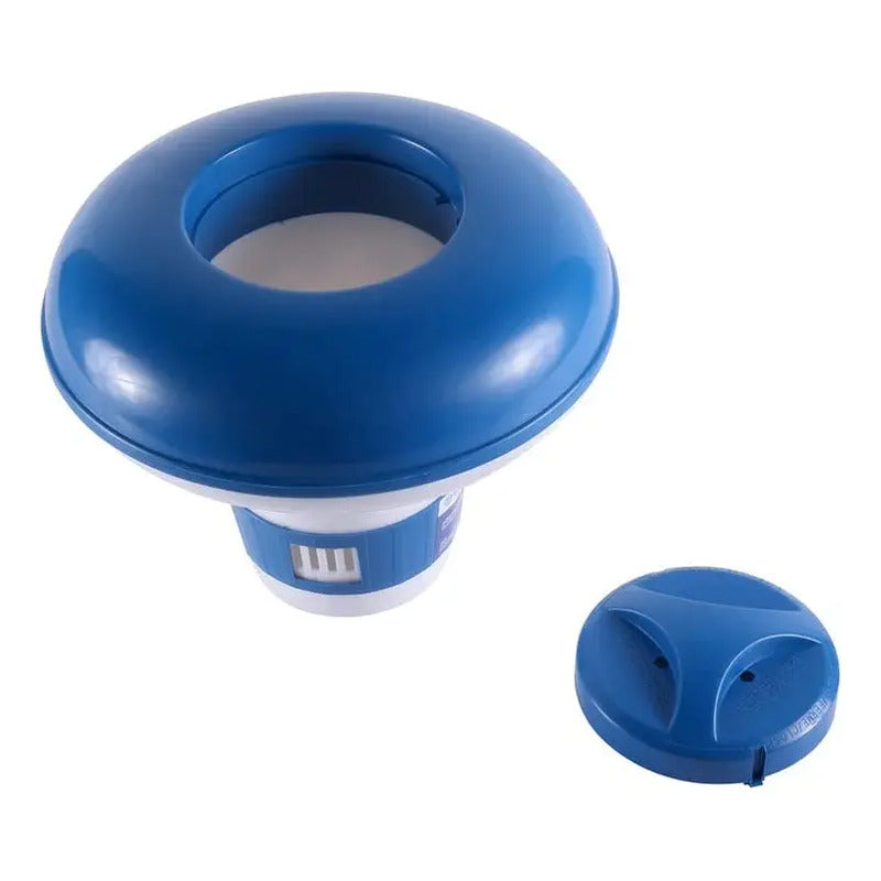 Dispensador De Cloro Para Piscina + Tabletas De Cloro 1 Kg Azul