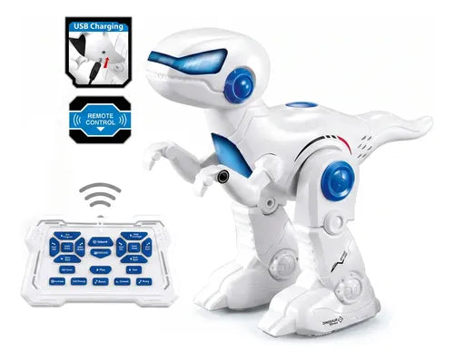 Robot Dinosaurio Con Control, Canta, Habla Inglés, C/blanco Dinosaurio Blanco