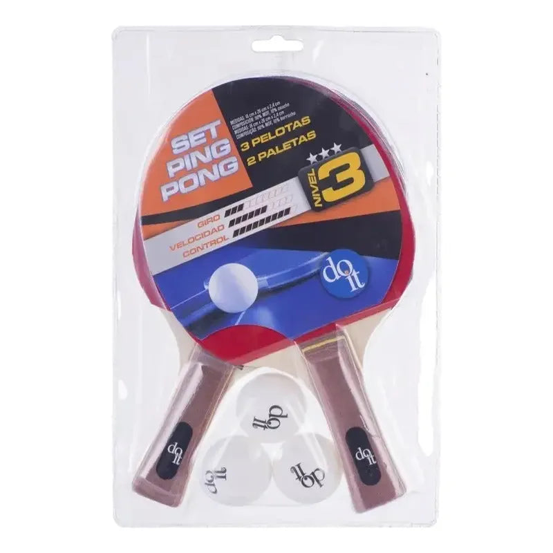 Set Paletas Ping-pong Do It 2 Paletas+3 Pelotas Negro Madera