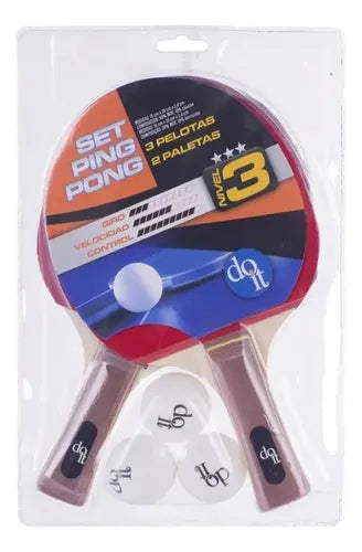Set Paletas Ping-pong Do It 2 Paletas+3 Pelotas Negro Madera