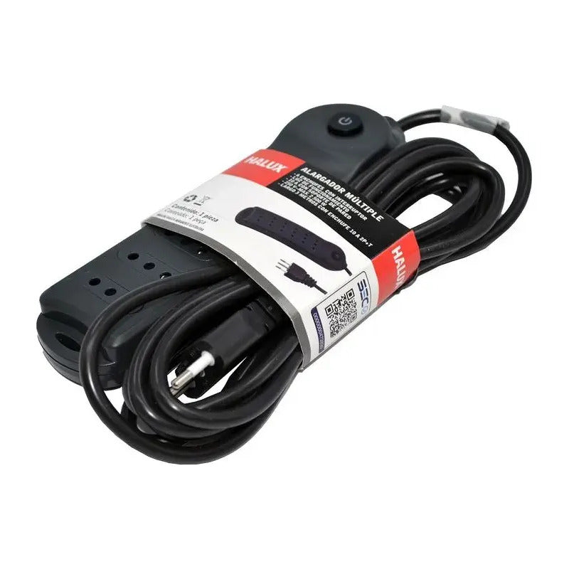 Alargador 6 Toma(s) 3 M Gris Negro