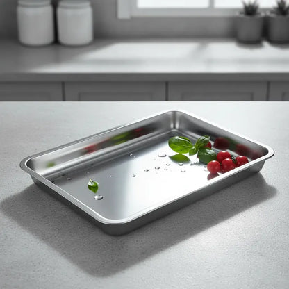 Pack De 3 Platos De Acero Inoxidable 50 X 35 4.8cm Plateado