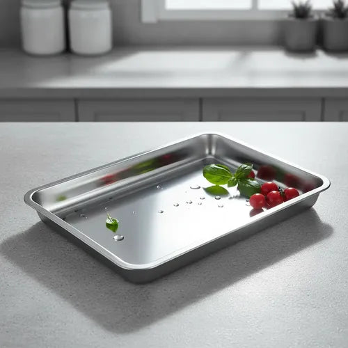 Pack De 3 Platos De Acero Inoxidable 50 X 35 4.8cm Plateado