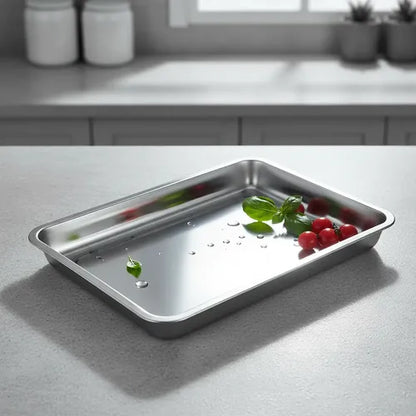 Pack De 3 Platos De Acero Inoxidable 50 X 35 4.8cm Plateado