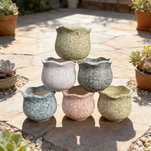 Pack 3 Maceteros Cerámica Para Suculentas 7cm Decorativos