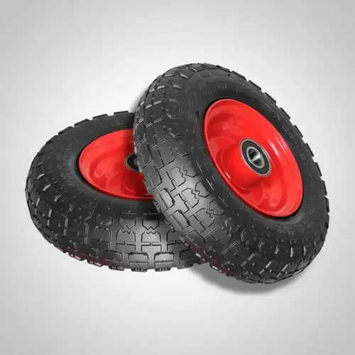 Set 2 Ruedas De Caucho 10 Pulgadas Inflable Para Yegua/carro Rojo
