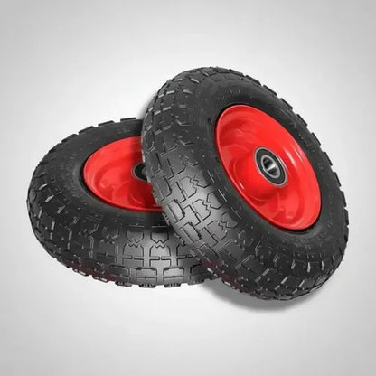 Set 2 Ruedas De Caucho 10 Pulgadas Inflable Para Yegua/carro Rojo