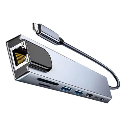 Adaptador Hub 8 En 1usb Dual Usb C A Hdmi, Tarjeta Sd/tf Usb Gris