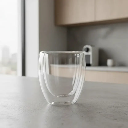 Pack 4 Tazas De Vidrio Doble Pared 350ml Transparente
