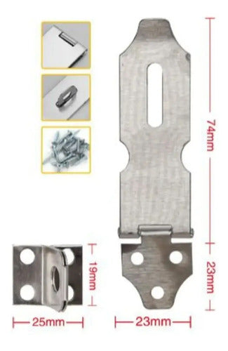 Pack 4 Porta Candado Cerrojo Seguridad Bisagra Metal Puerta