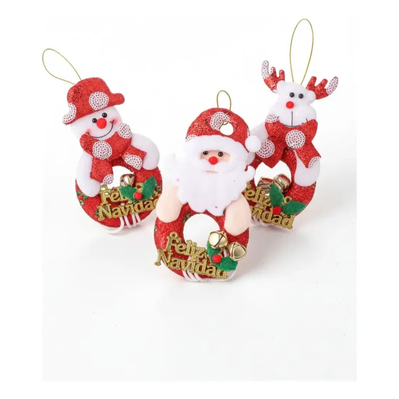 Pack De 3 Adornos Navideños De 22x10 Cm Rojo
