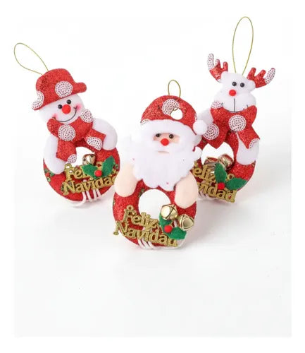 Pack De 3 Adornos Navideños De 22x10 Cm Rojo