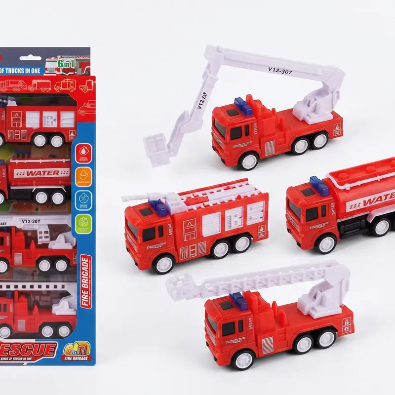 Pack 4 Mini Autos Camiones De Bomberos Juguete Para Niños Auto Varios
