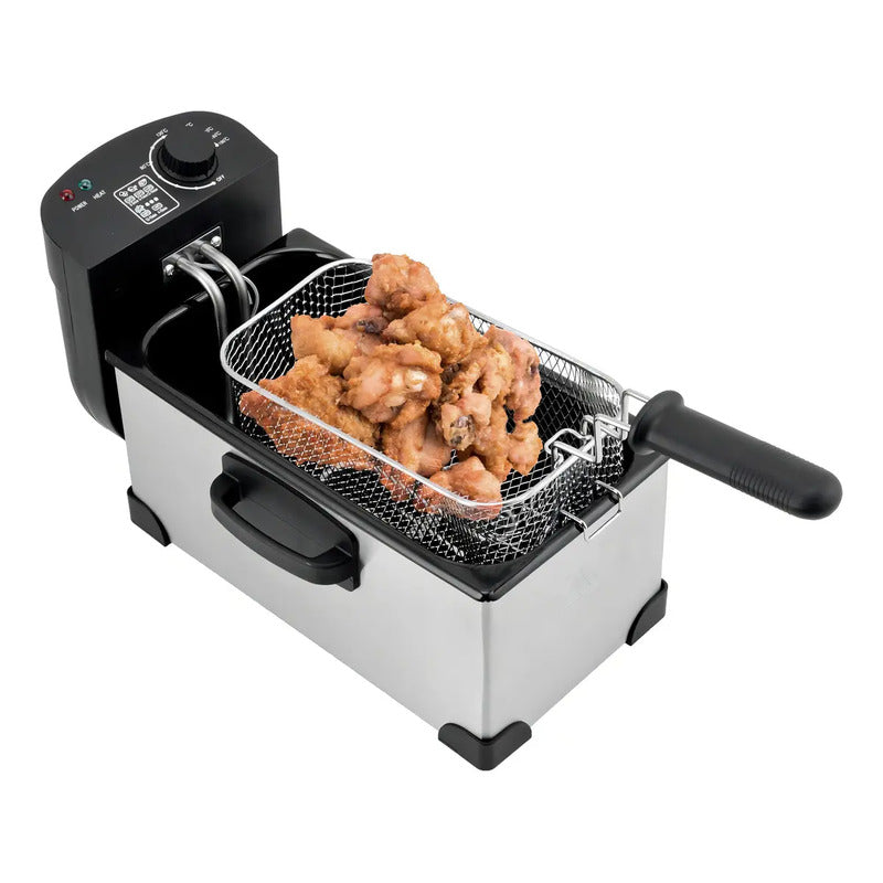 Freidora Eléctrica Aceite 3l Recco Rfr-friggere Termostato 2000w Acero Inoxidable Gris