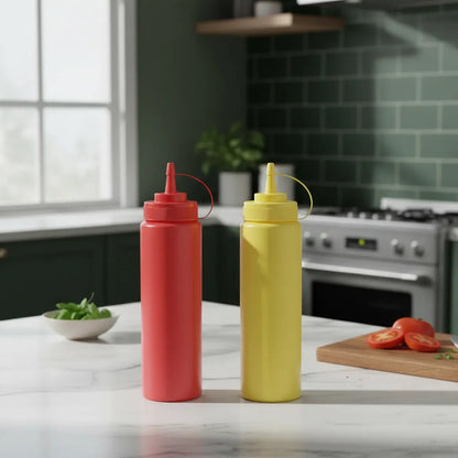 Pack 2 Dispensador Salsas Kétchup Mayonesa Ají 450ml Rojo-amarillo