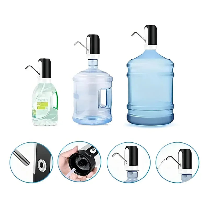 Dispensador Agua Eléctrico Usb Baoma Botellones Portátil Neg Negro