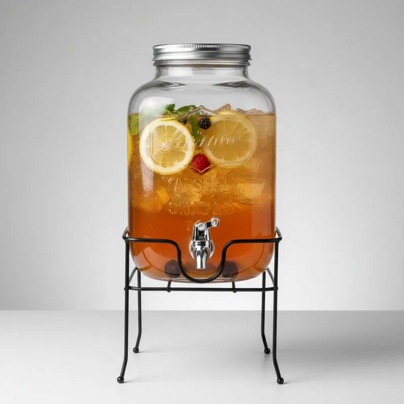 Dispensadores De Vidrio Para Bebidas Y Jugos Con Atril 8lts Vidrio