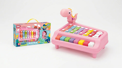 Xilófono Clásico Multicolor Juguete Dinosaurio Rosa