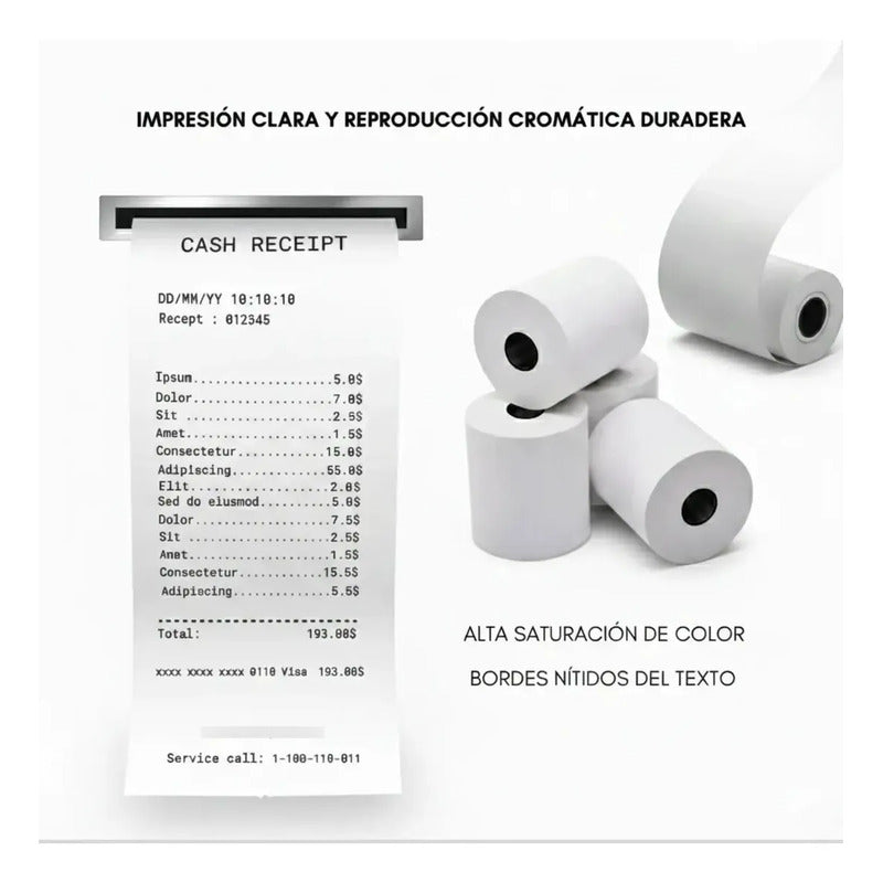 Caja 50 Rollos Papel Térmico 55x40 Rollo Para Boleta Factura Blanco
