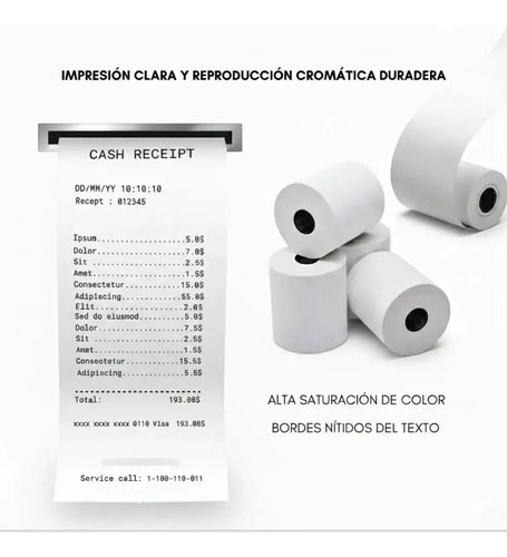Caja 50 Rollos Papel Térmico 55x40 Rollo Para Boleta Factura Blanco