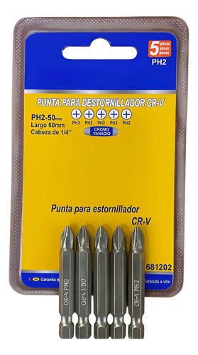 Set De Puntas 50mm Ph2-50mm Cabeza De 1/4 Cromo Vanadio
