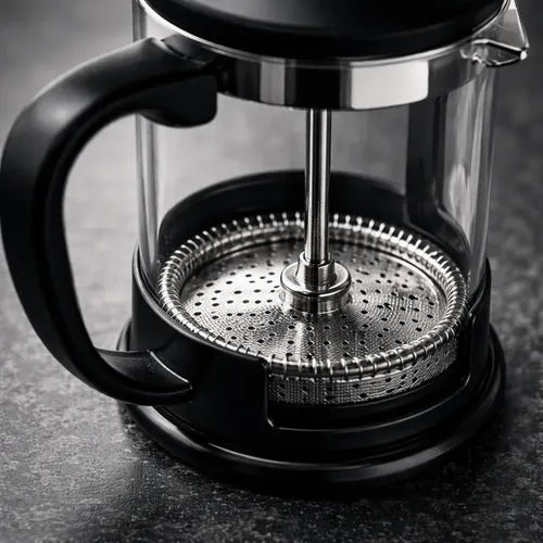 Prensa Francesa 600ml Vidrio Acero Cafetera Café Manual Té Negro