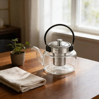 Tetera Infusor De Vidrio Té Infusor Acero Inoxidable 800 Ml Transparente
