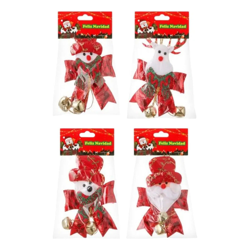 Pack De 4 Adornos Navideños De 19x10 Cm Rojo