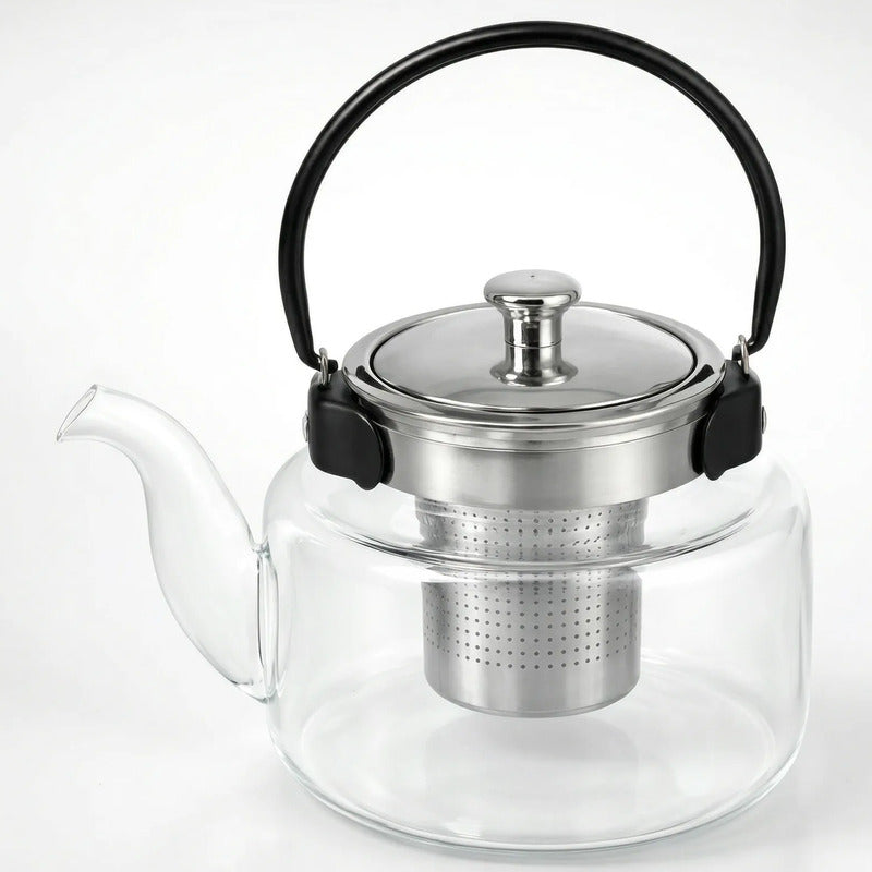 Tetera Infusor De Vidrio Té Infusor Acero Inoxidable 1.8l Transparente