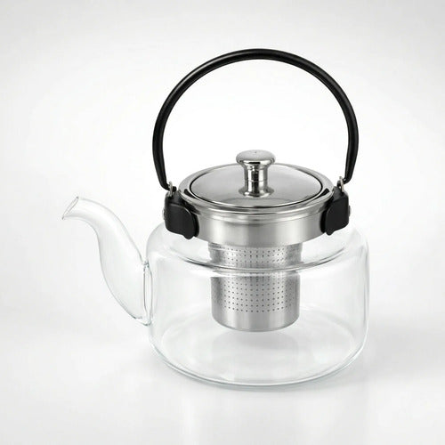 Tetera Infusor De Vidrio Té Infusor Acero Inoxidable 1.8l Transparente