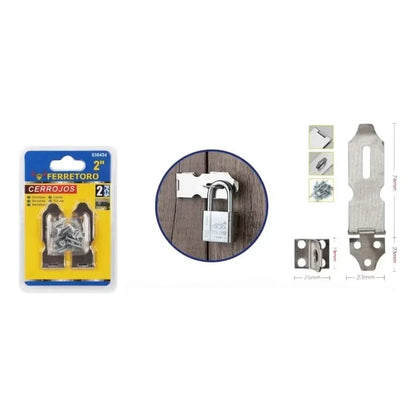 Pack 4 Porta Candado Cerrojo Seguridad Bisagra Metal Puerta
