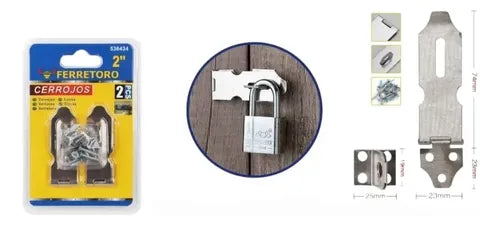 Pack 4 Porta Candado Cerrojo Seguridad Bisagra Metal Puerta