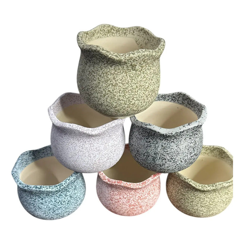 Pack 3 Maceteros Cerámica Para Suculentas 7cm Decorativos