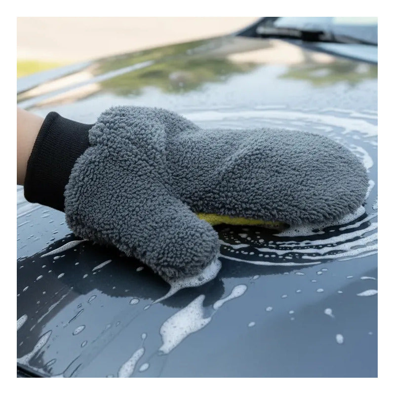 Guantes De Microfibras Para Autos 23cm X 21cm Gris Oscuro