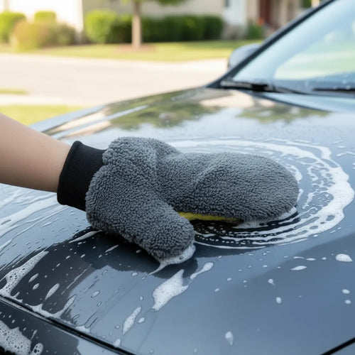 Guantes De Microfibras Para Autos 23cm X 21cm Gris Oscuro
