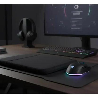 Kit De Funda + Mouse Gamer Con Luces Led Color Negro Negro