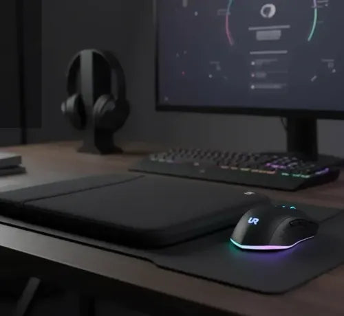 Kit De Funda + Mouse Gamer Con Luces Led Color Negro Negro