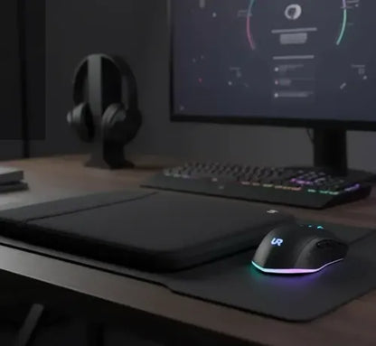 Kit De Funda + Mouse Gamer Con Luces Led Color Negro Negro