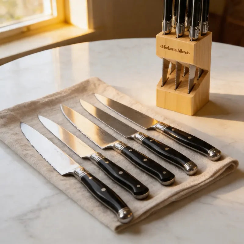 Set De 6 Cuchillos Carne Francia Negro Negro