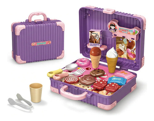 Maletín Heladería Infantil 2 En 1 | Set De Helados Y Dulces Violeta