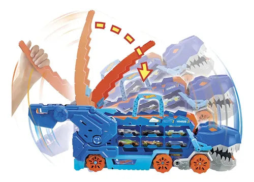Hot Wheels City Pista De Juguete Súper Remolque De T-rex Color Multicolor