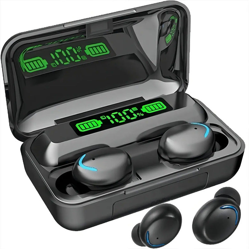 Audífonos Inalámbricos Bluetooth F9 Negro Luz Led In-ear Luz Azul Marino