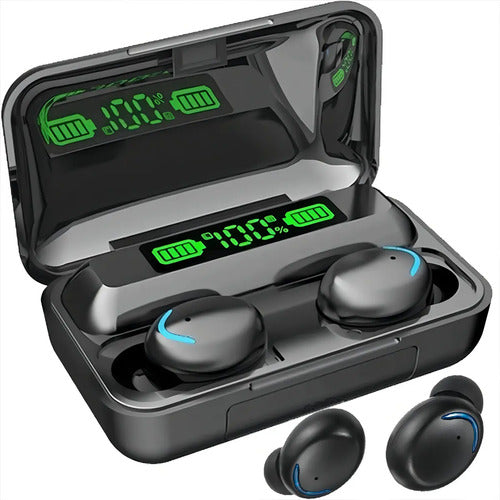 Audífonos Inalámbricos Bluetooth F9 Negro Luz Led In-ear Luz Azul Marino